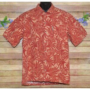 Columbia Men's Red Hawaiian Palm Print Button Front Shirt Size XL Beach Vacay
